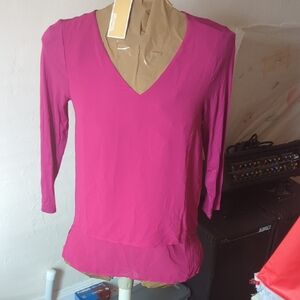 Michael Kors Vibrant Pink V-Neck Blouse